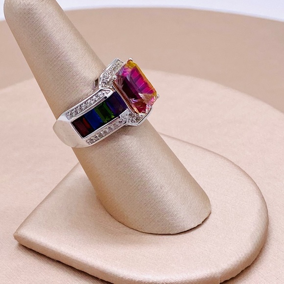 EUC Sterling Silver Bi Colored Topaz Cocktail Ring - Picture 10 of 16